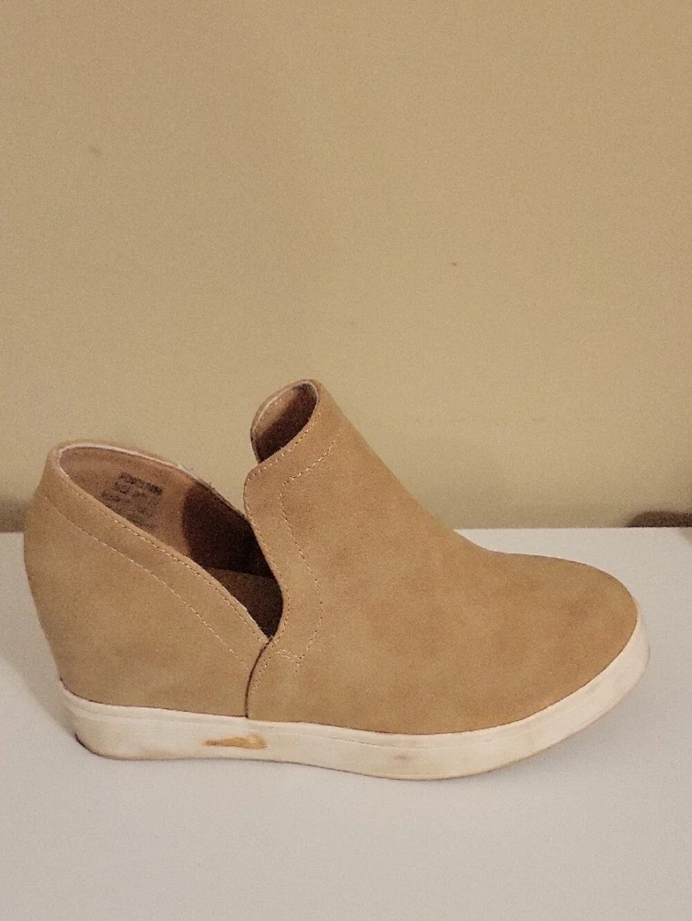 Journee Collection Tan Wedge Sneaker Booties